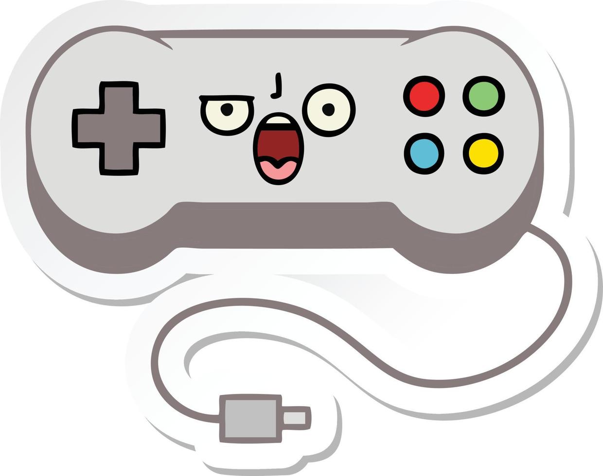 sticker of a cute cartoon game controller vector