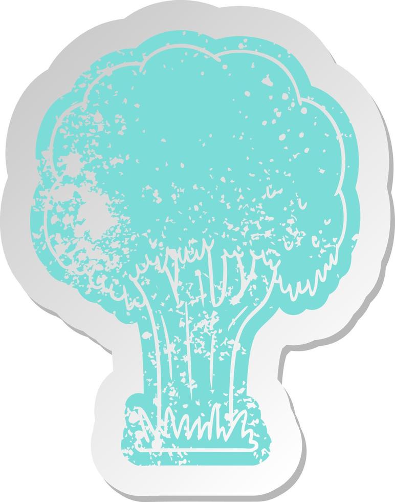 distressed old sticker of a summer tree vector