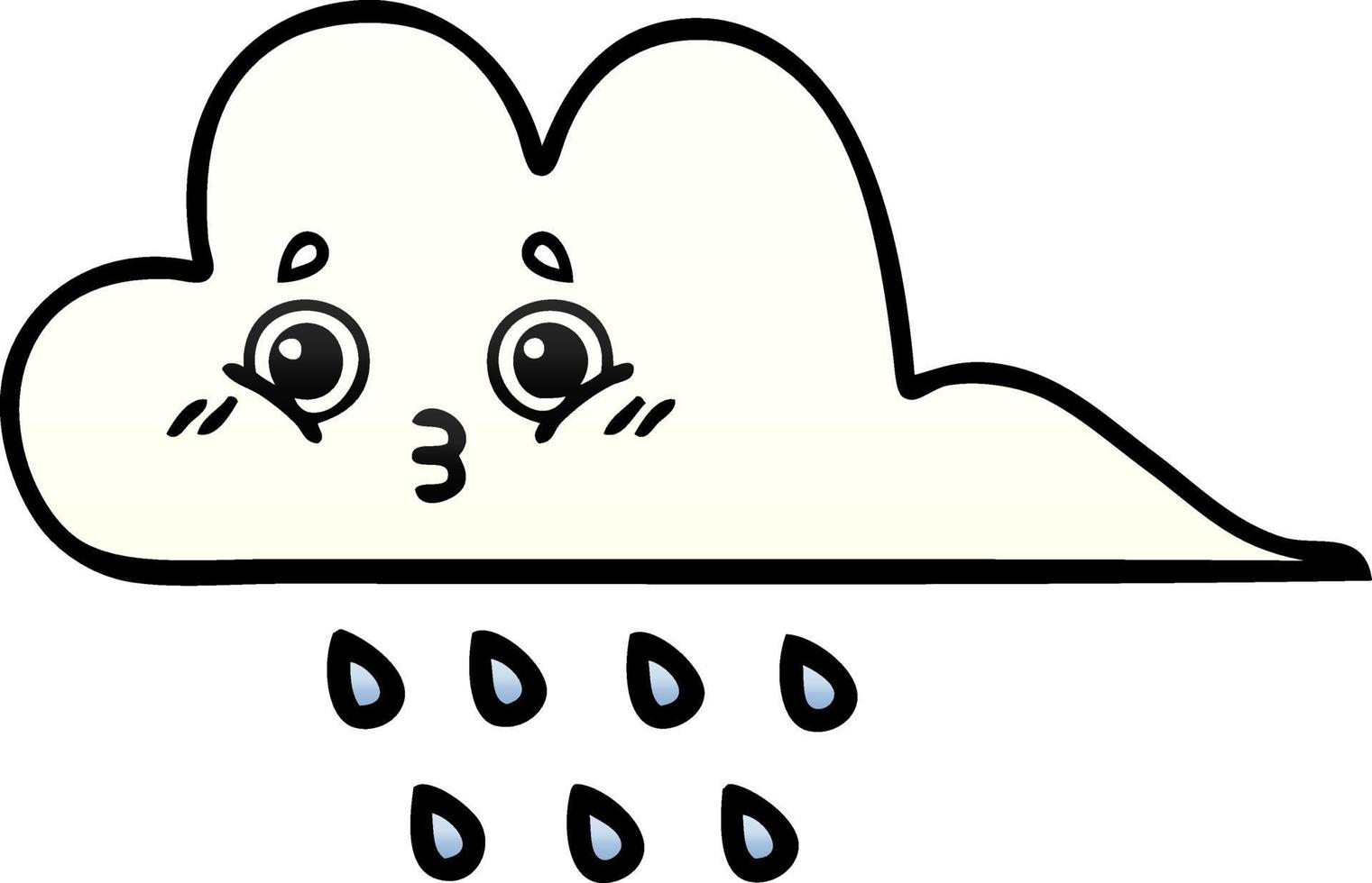 nube de lluvia de dibujos animados sombreada degradada vector