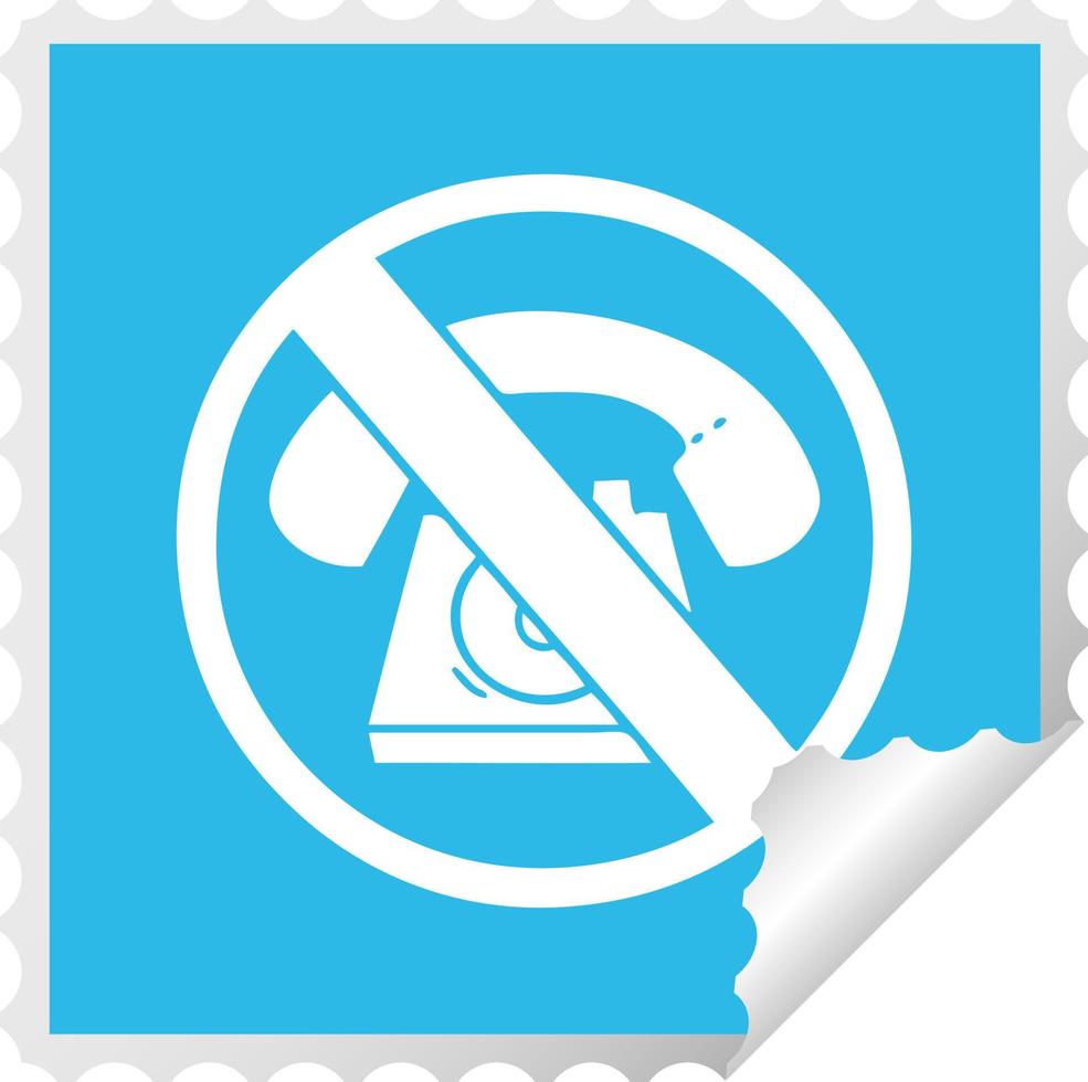 square peeling sticker cartoon no phones allowed sign vector