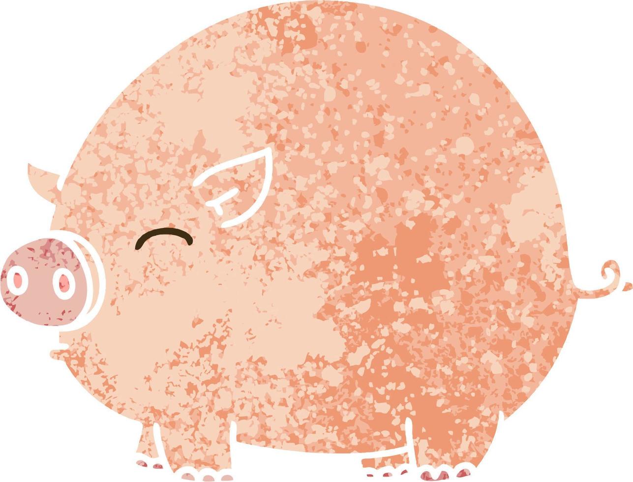 quirky retro illustration style cartoon pig vector