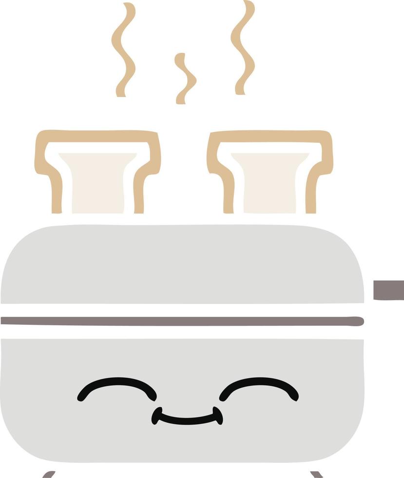 flat color retro cartoon of a toaster vector