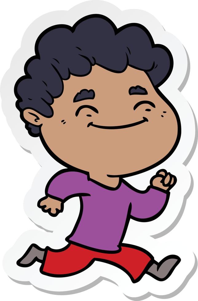 sticker of a cartoon friendly man vector