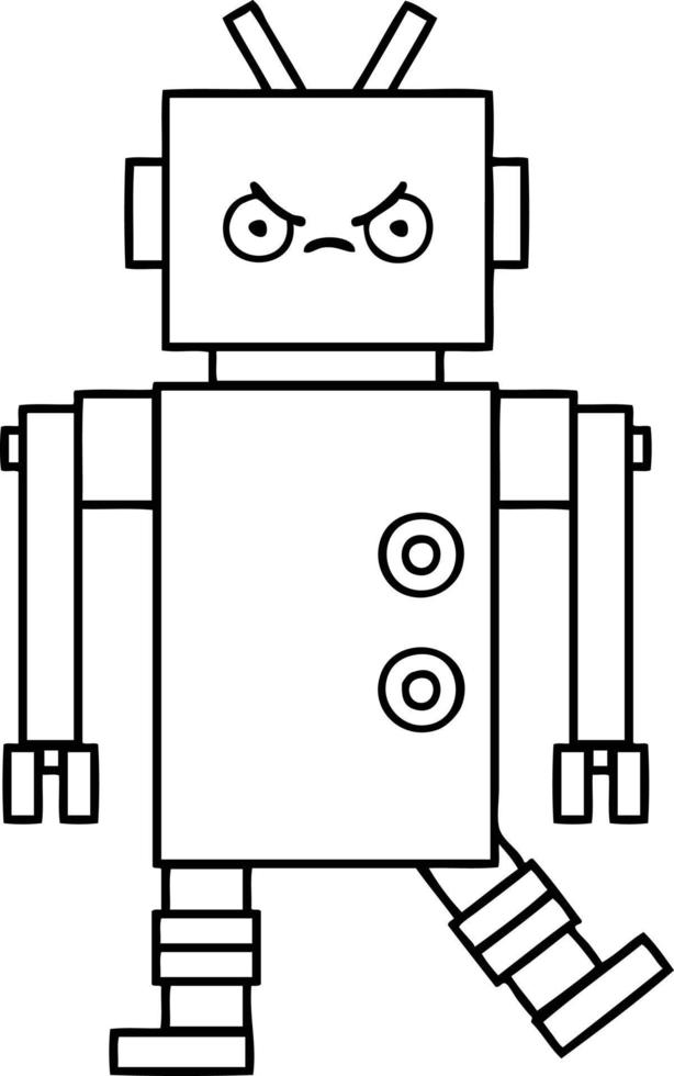 line drawing cartoon robot vector