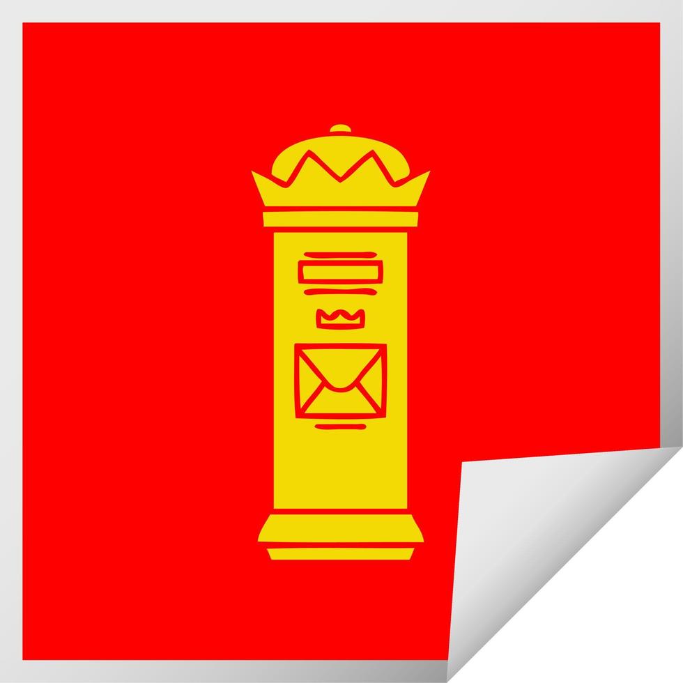 square peeling sticker cartoon british post box vector