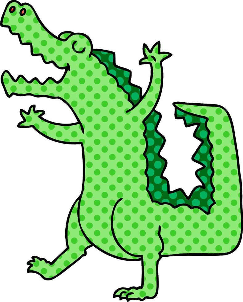 quirky comic book style cartoon crocodile vector