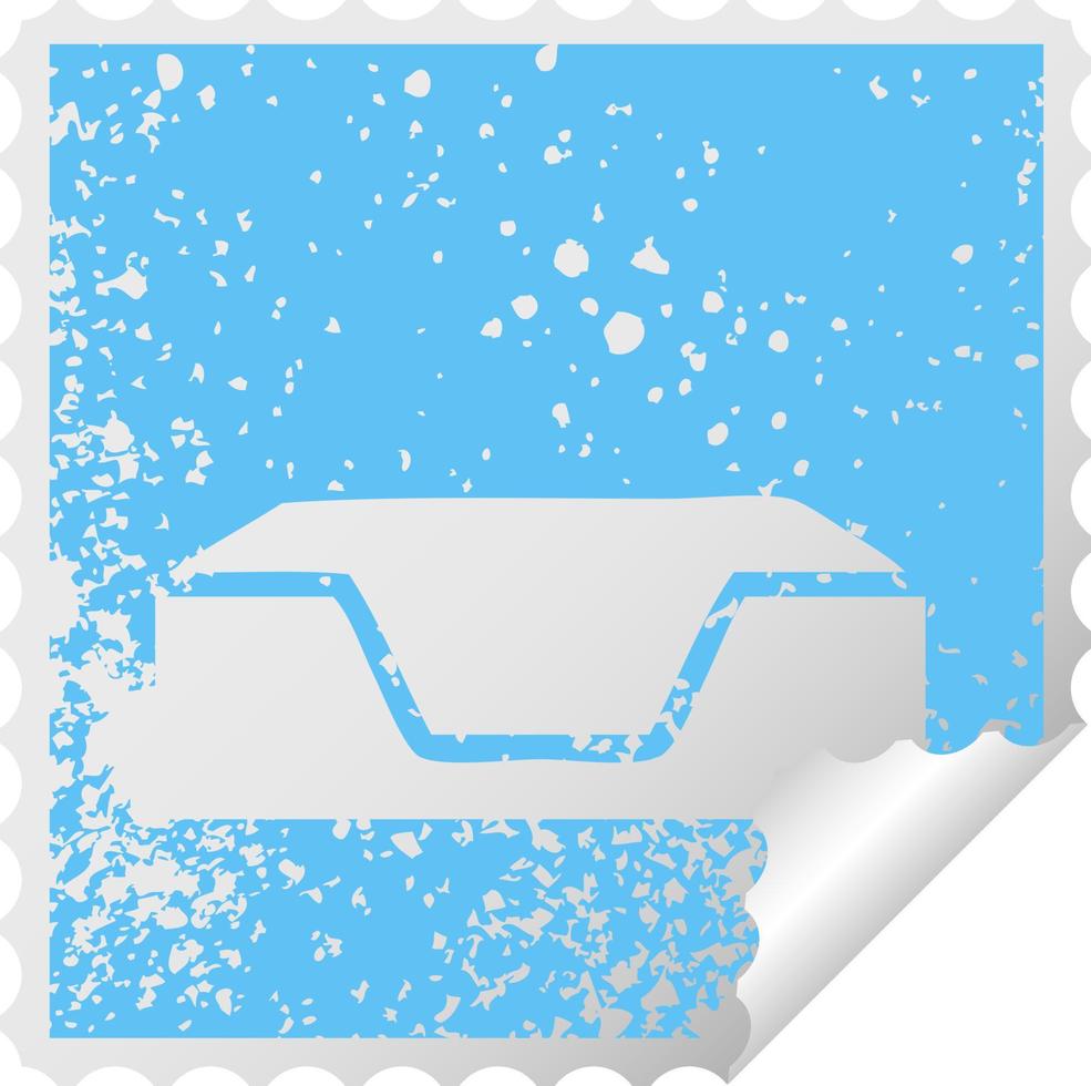 distressed square peeling sticker symbol empty in tray vector