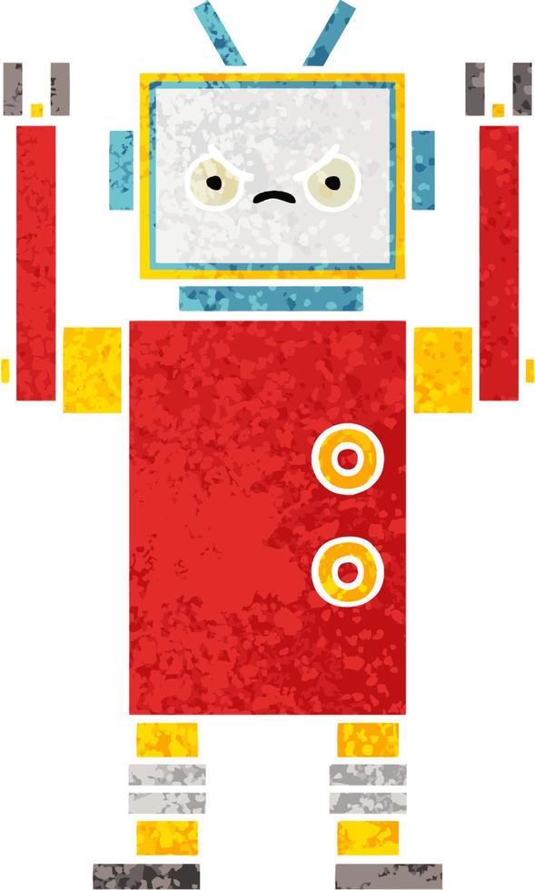 retro illustration style cartoon robot vector