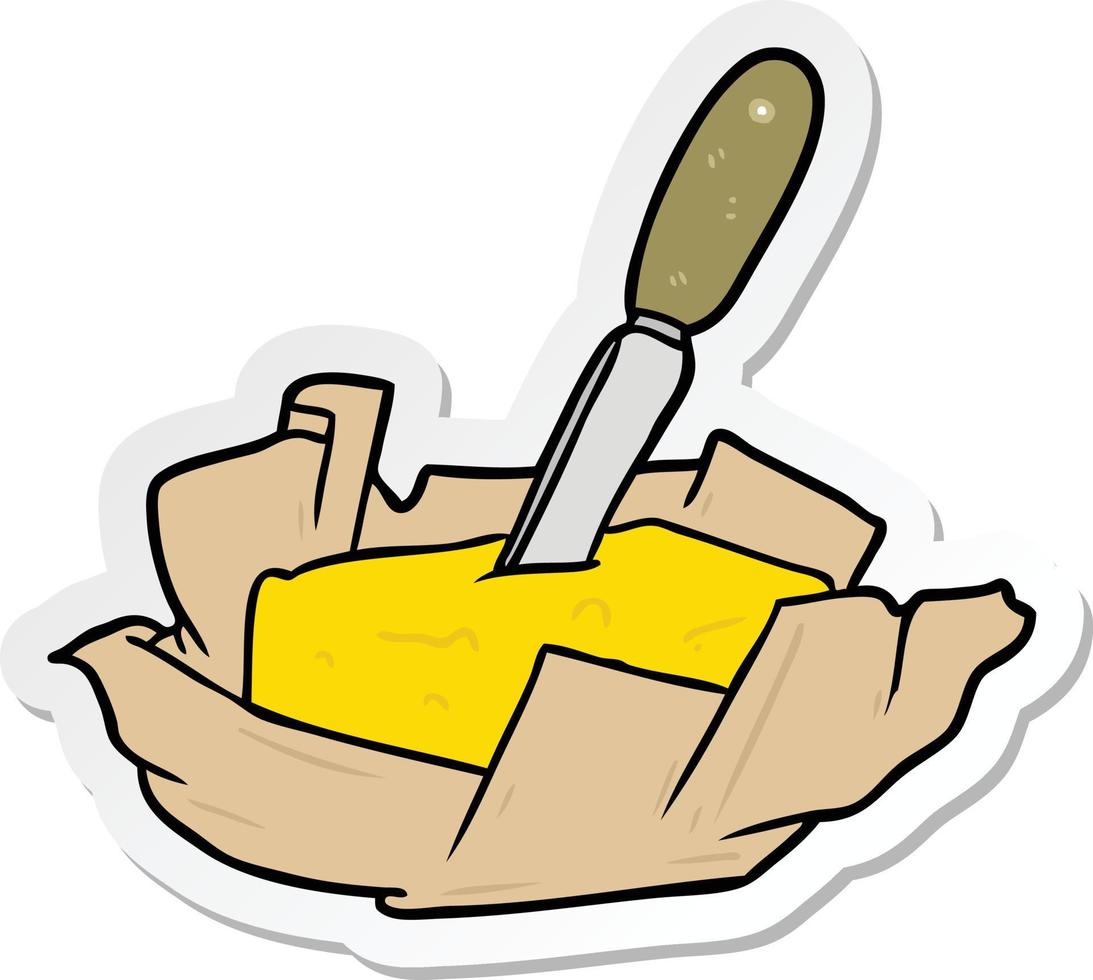 sticker of a cartoon butter vector