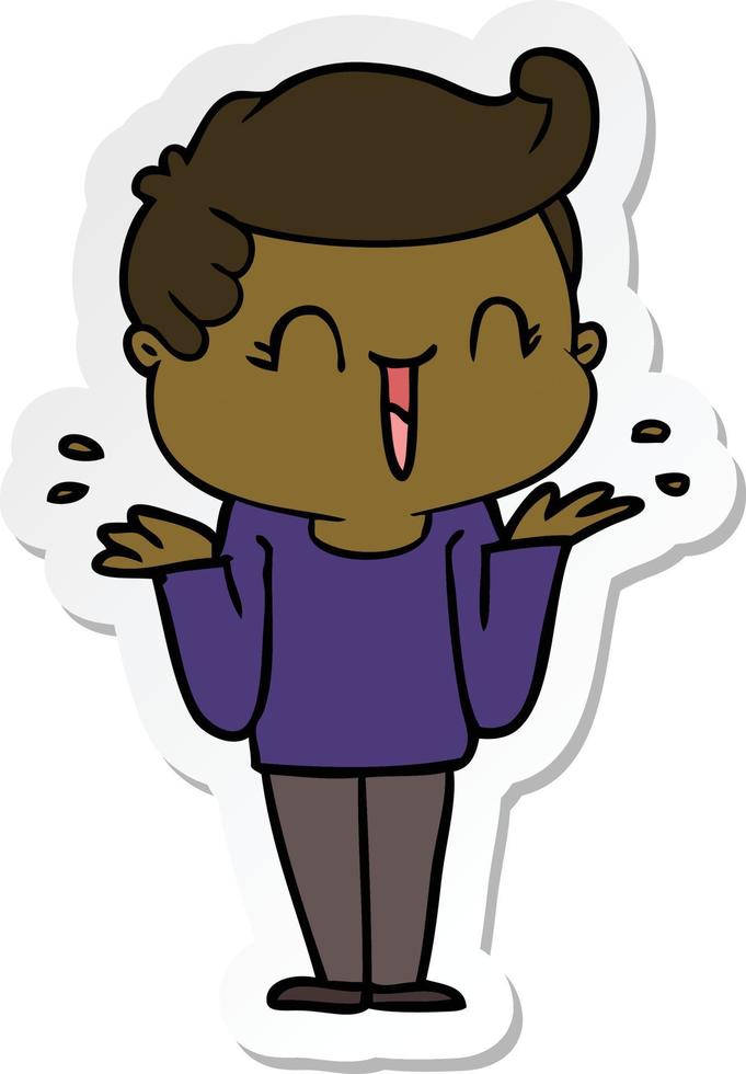 sticker of a cartoon laughing boy vector