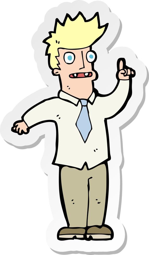 sticker of a cartoon man with idea vector