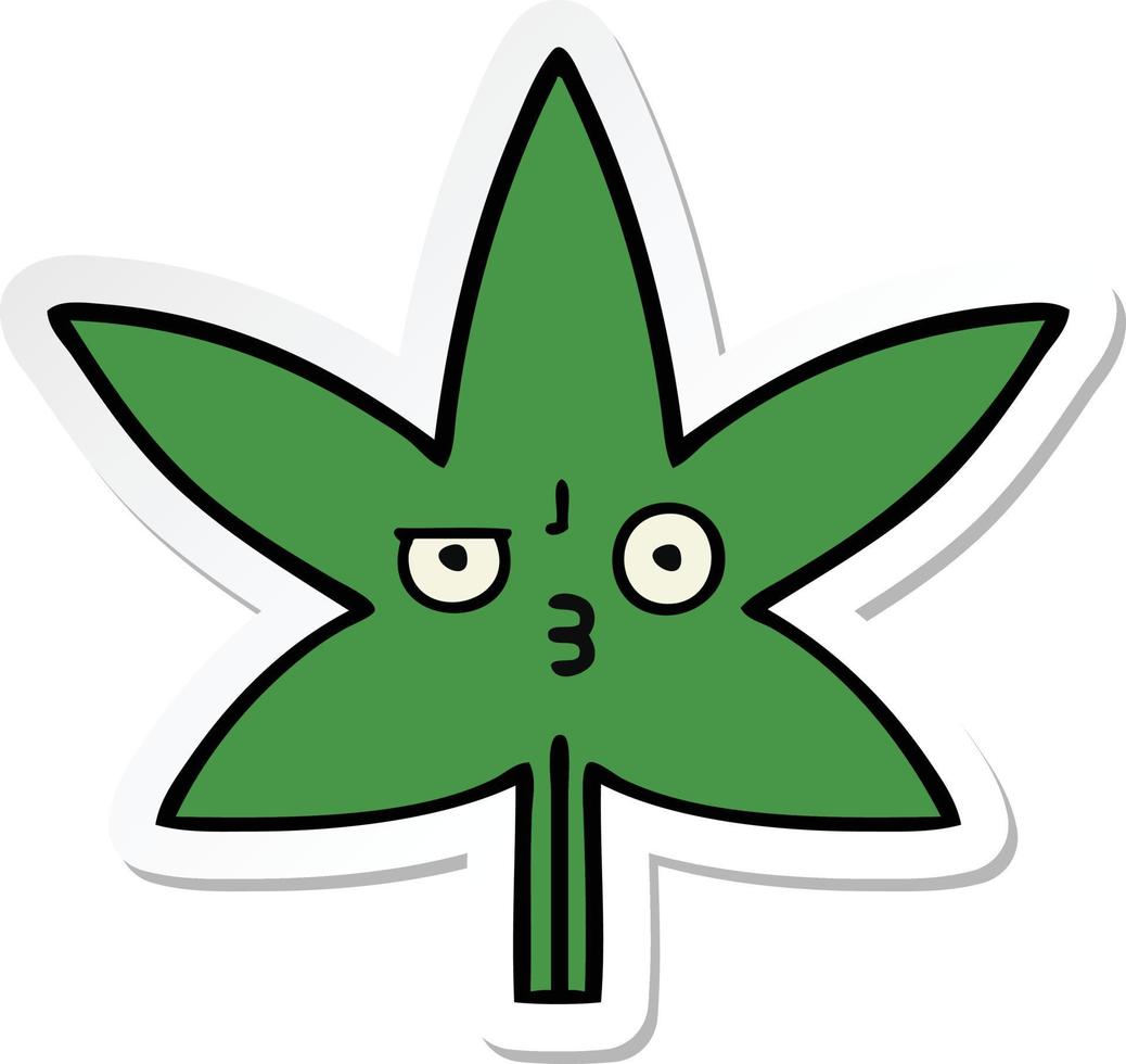 sticker of a cute cartoon marijuana leaf vector