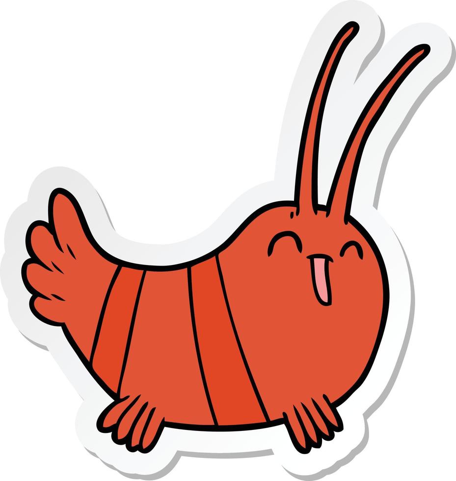 sticker of a cartoon crayfish vector