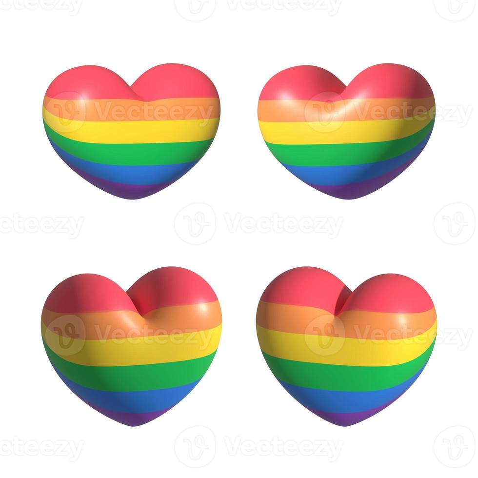 heart for pride month in different side virtual modern 3d render shiny glossy texture photo