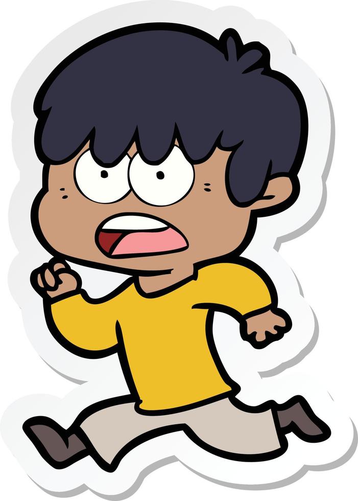 sticker of a worried cartoon boy vector