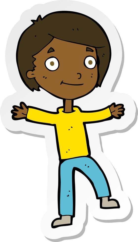 sticker of a cartoon excited boy vector