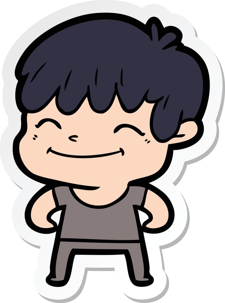 sticker of a cartoon happy boy vector