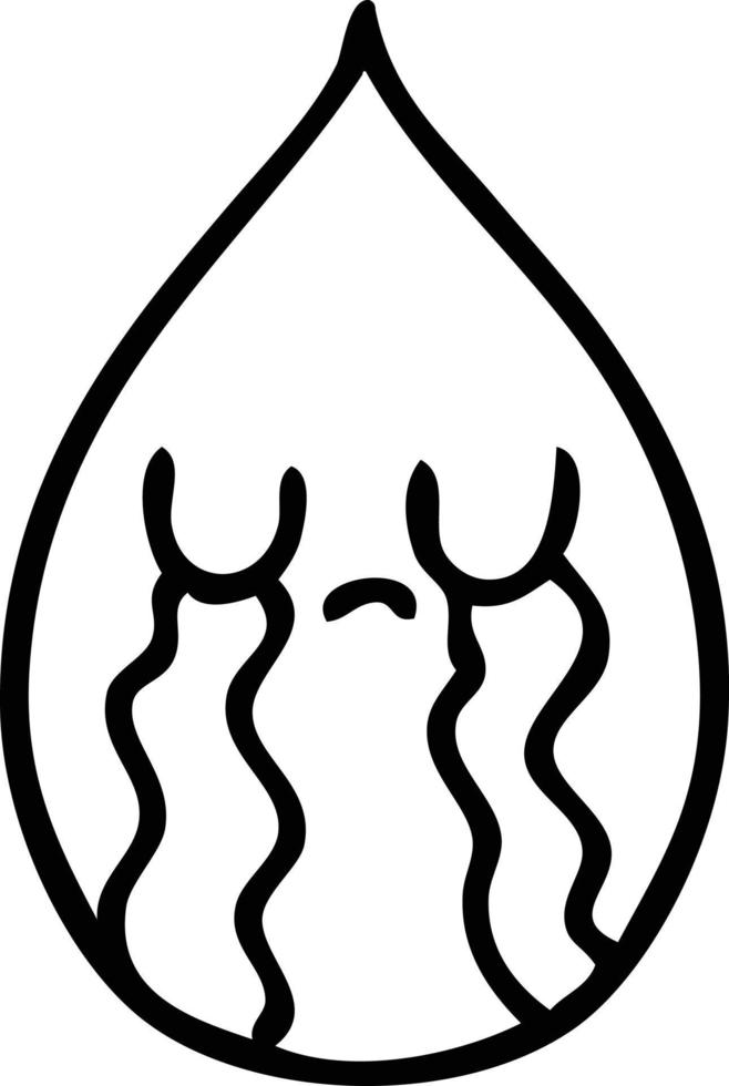 quirky line drawing cartoon emotional rain drop vector