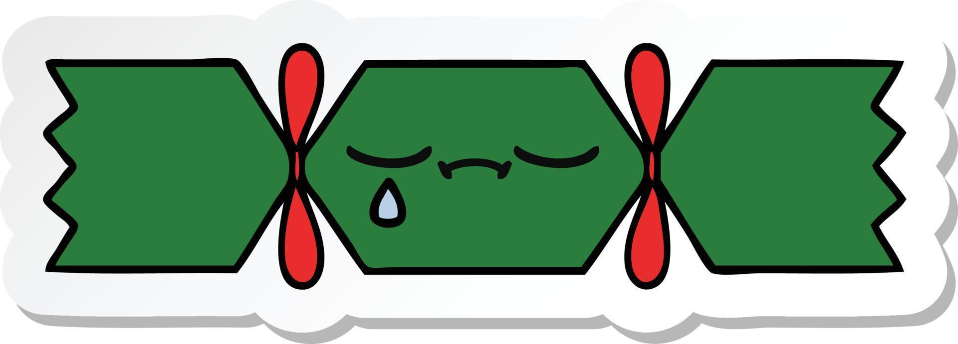 sticker of a cute cartoon christmas cracker vector