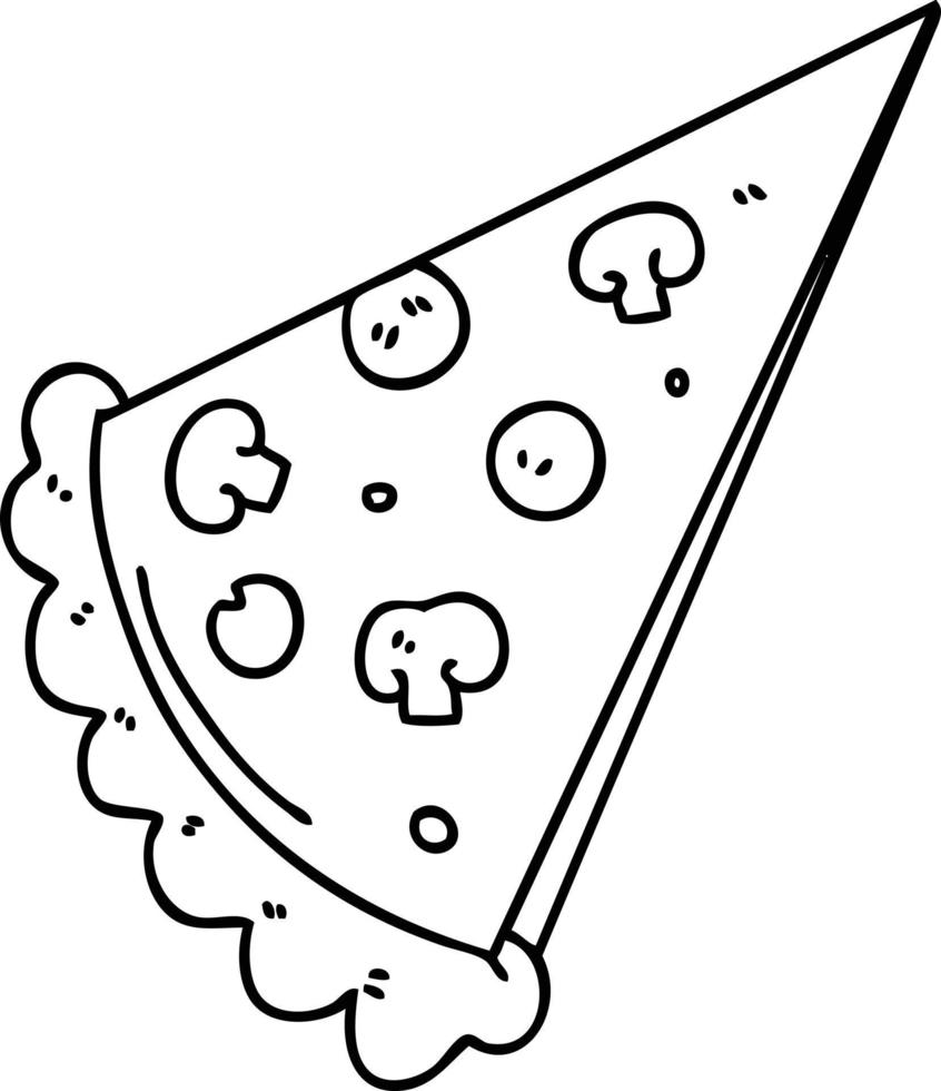 Dibujo de líneas peculiares rebanada de pizza de dibujos animados vector