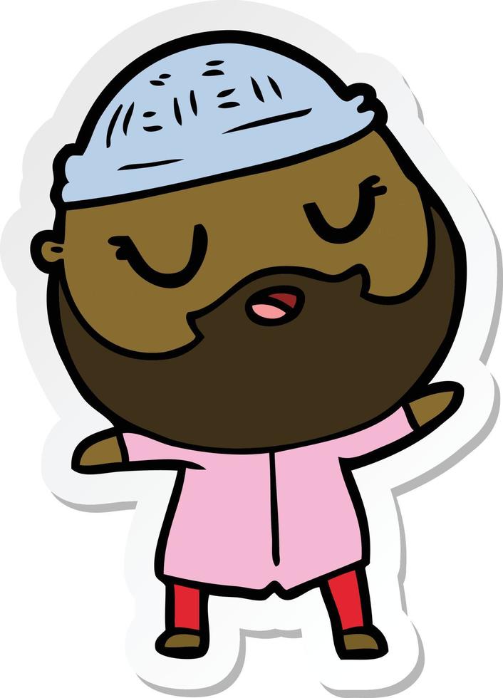 sticker of a cartoon man with beard vector