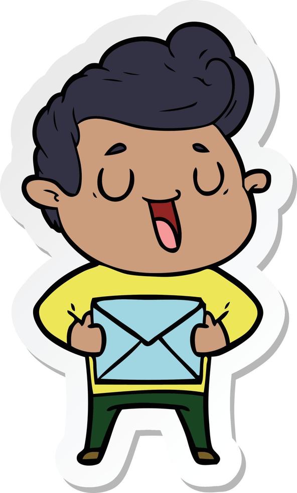 sticker of a happy cartoon man vector