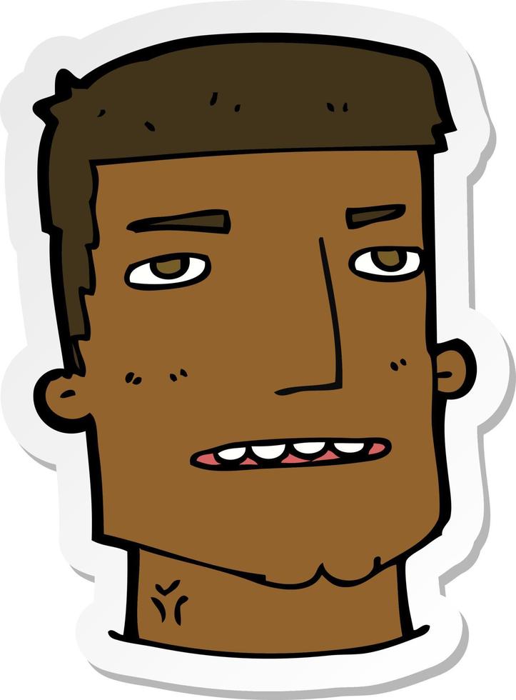 pegatina de una cabeza masculina de dibujos animados vector