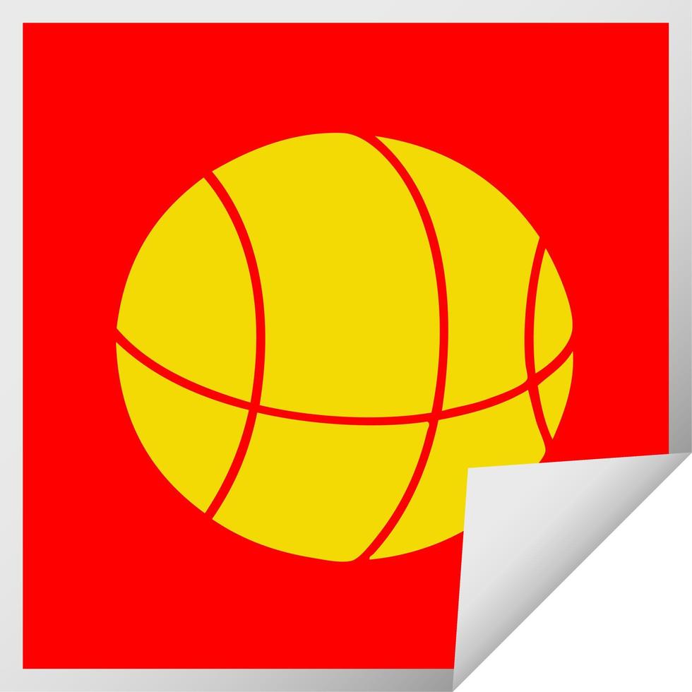 square peeling sticker cartoon basket ball vector