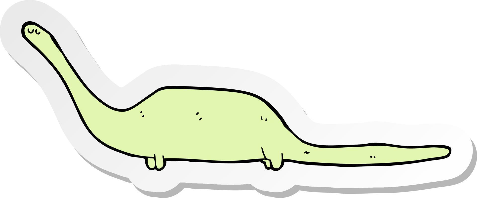sticker of a cartoon dinosaur vector