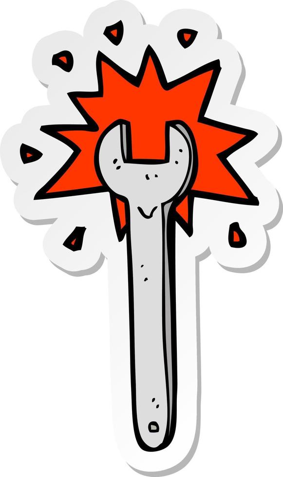 sticker of a cartoon spanner vector