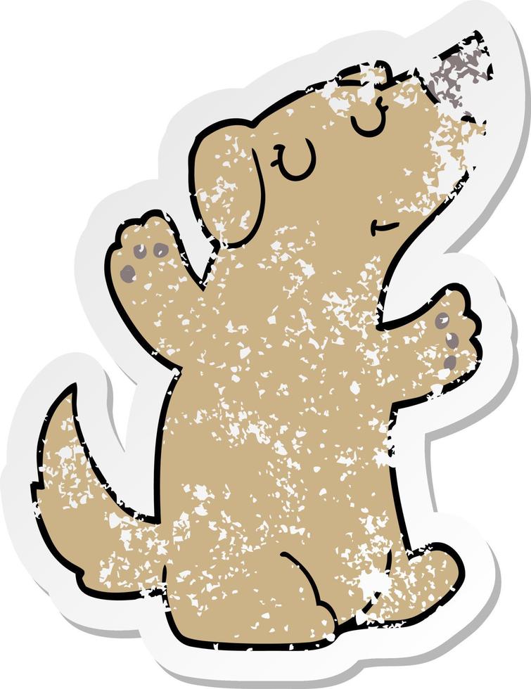 distressed sticker of a cartoon dog vector