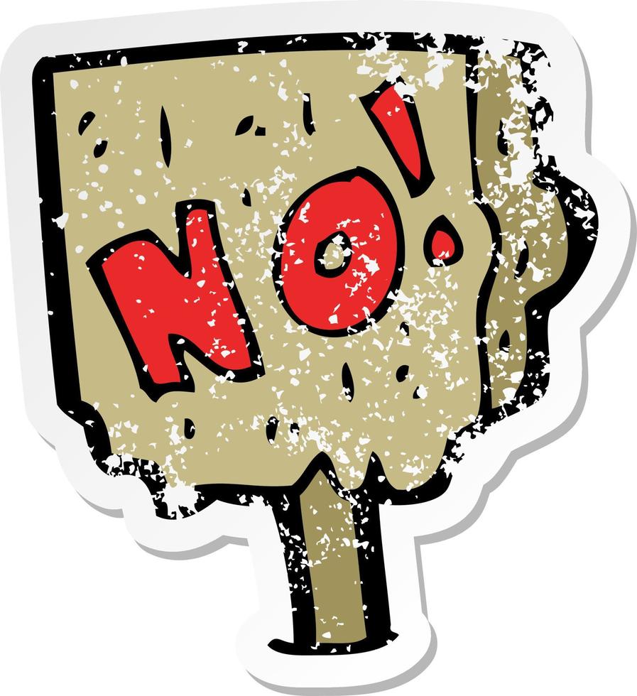 retro distressed sticker of a cartoon no sign vector