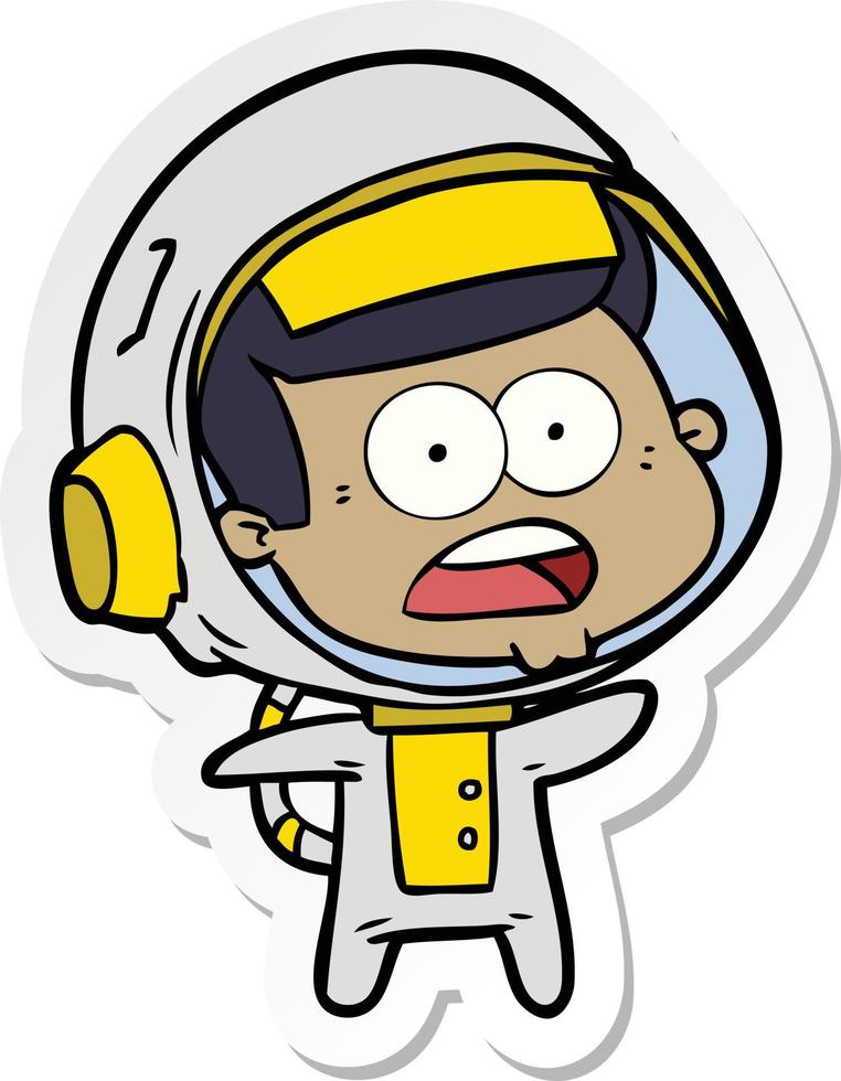 sticker of a cartoon surprised astronaut vector