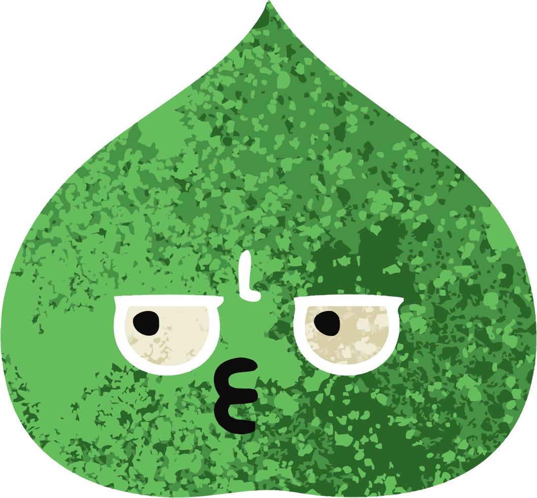 retro illustration style cartoon expressional leaf vector