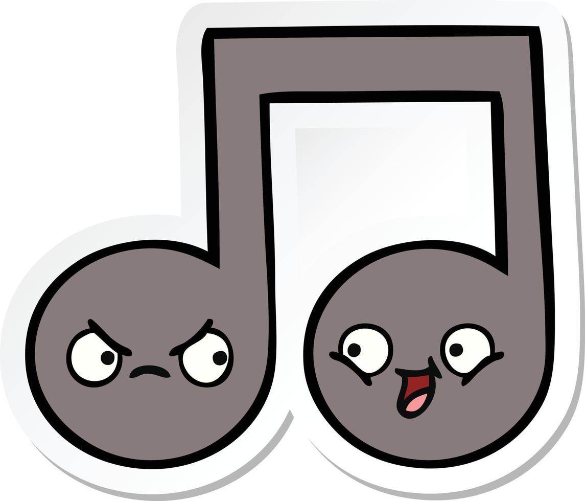 sticker of a cute cartoon musical note vector