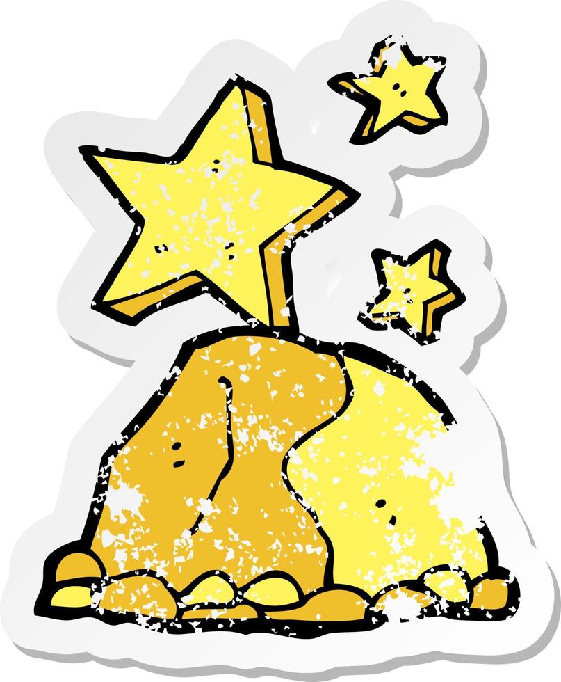 retro distressed sticker of a cartoon gold nugget vector