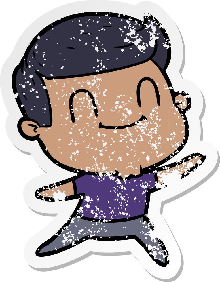 distressed sticker of a cartoon friendly man vector
