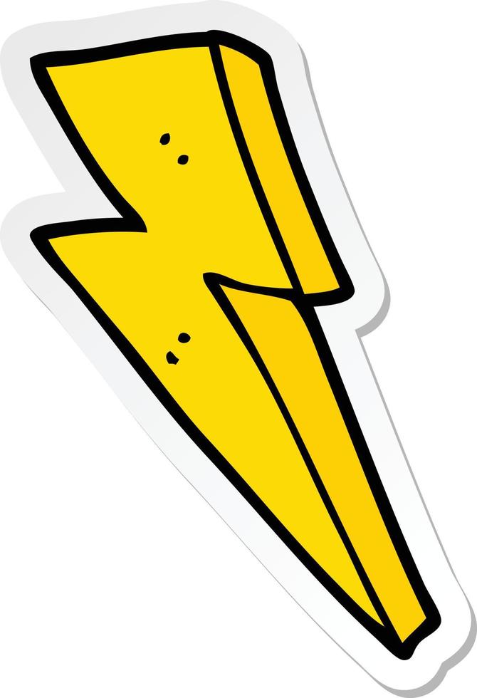 sticker of a cartoon lightning bolt vector