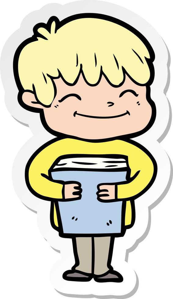 sticker of a cartoon happy boy vector