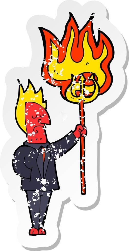 retro distressed sticker of a cartoon devil vector