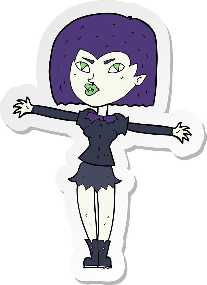 sticker of a cartoon vampire girl vector