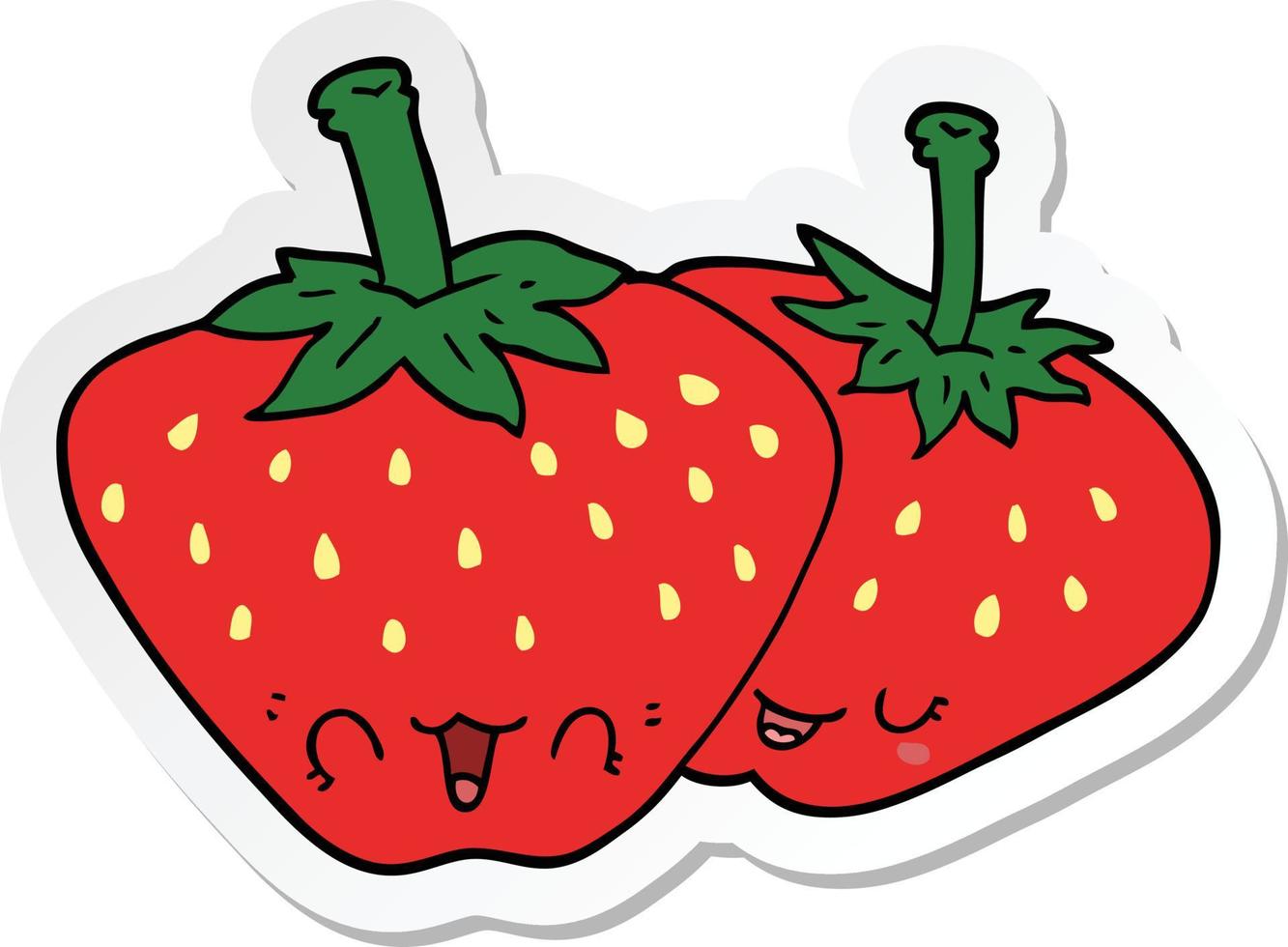 pegatina de una caricatura de fresas vector