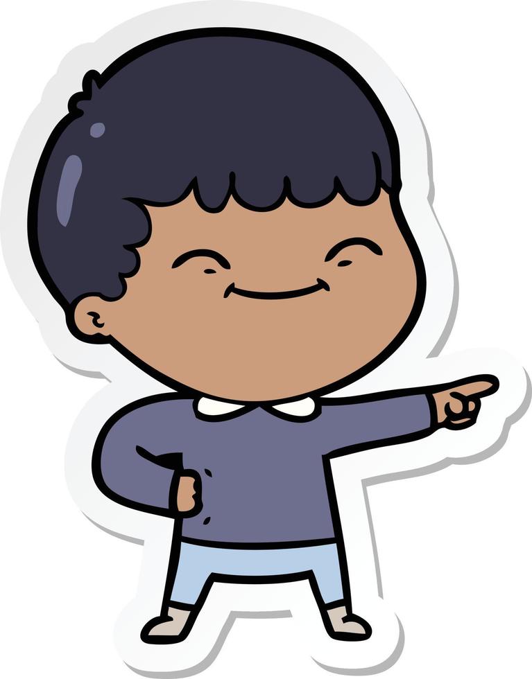 sticker of a cartoon happy boy vector