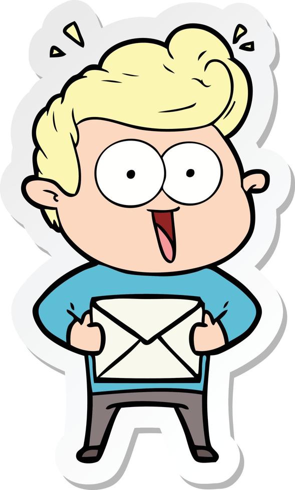 sticker of a cartoon man with envelope vector