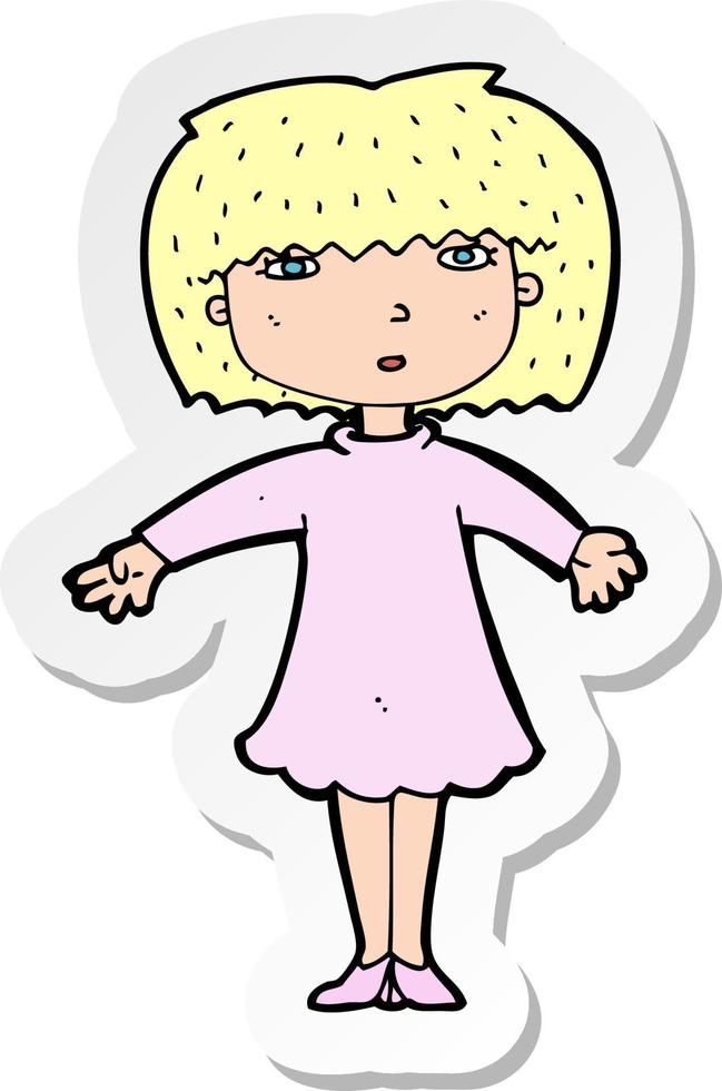 sticker of a cartoon surprised woman vector