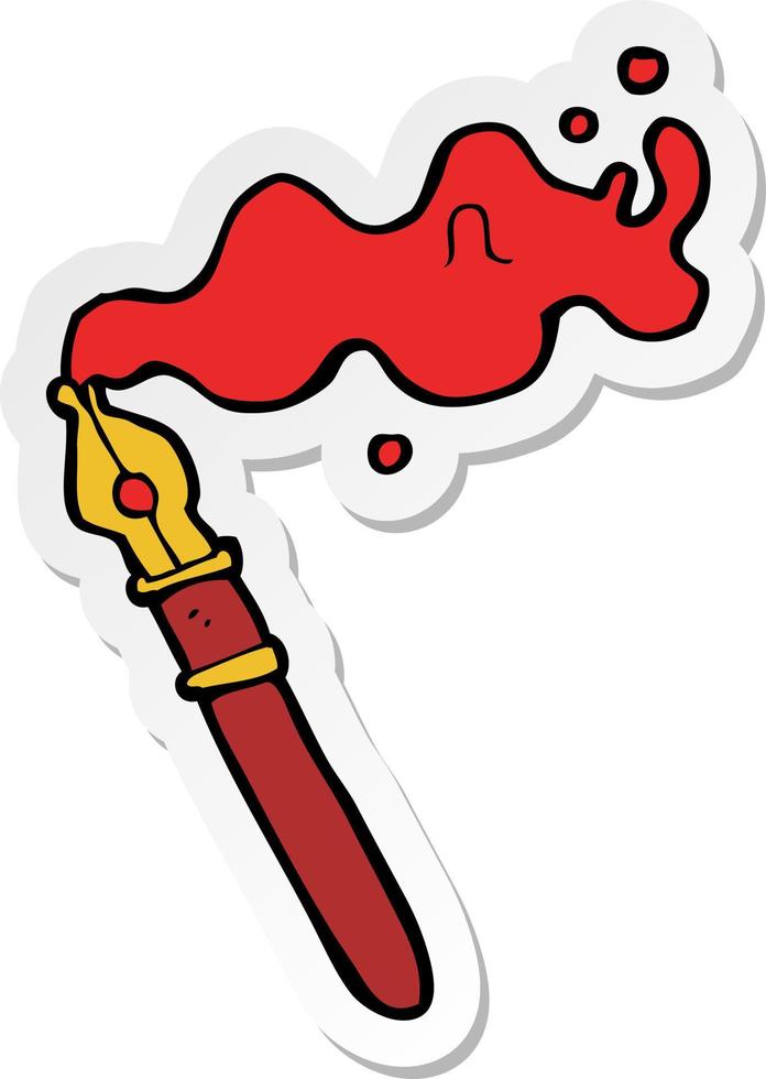 sticker of a cartoon fountain pen vector