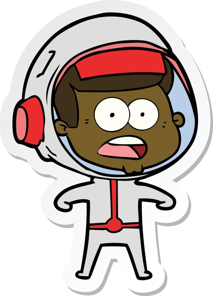 sticker of a cartoon surprised astronaut vector