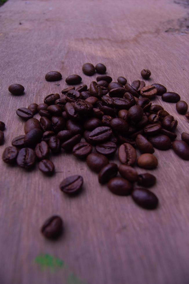coffee beans on a wood photo