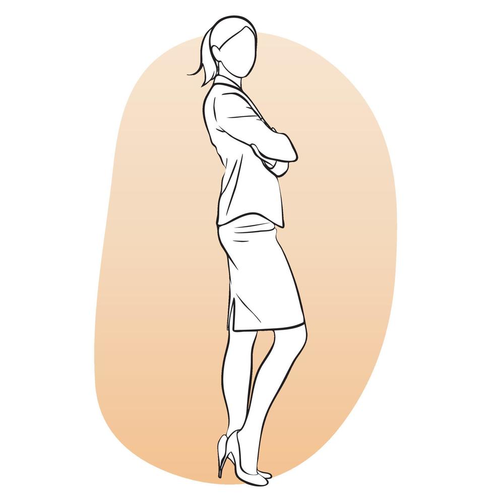 Businesswoman standing and showing. vector