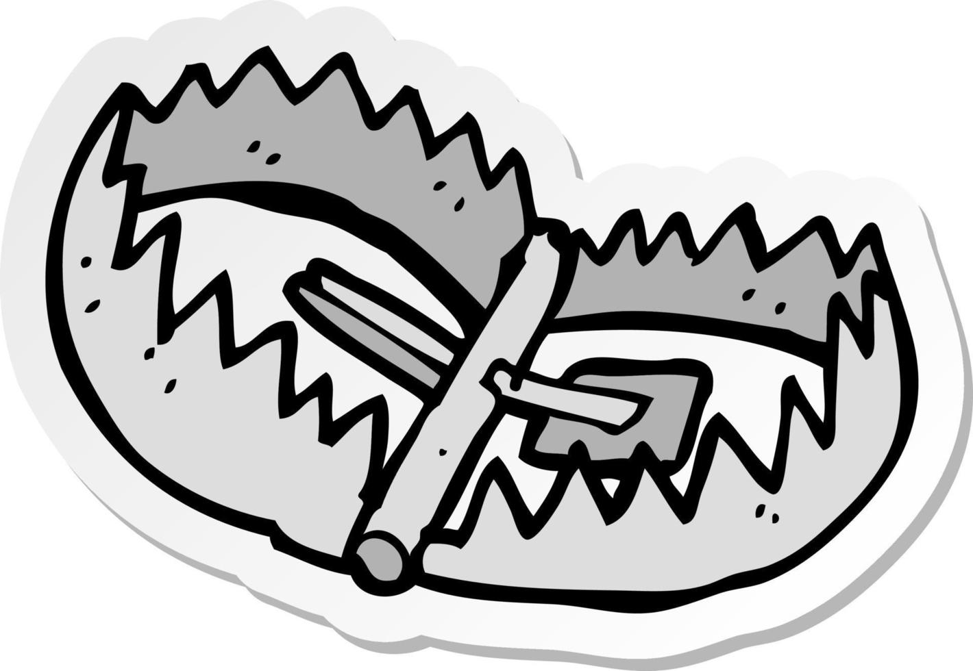 sticker of a cartoon bear trap vector
